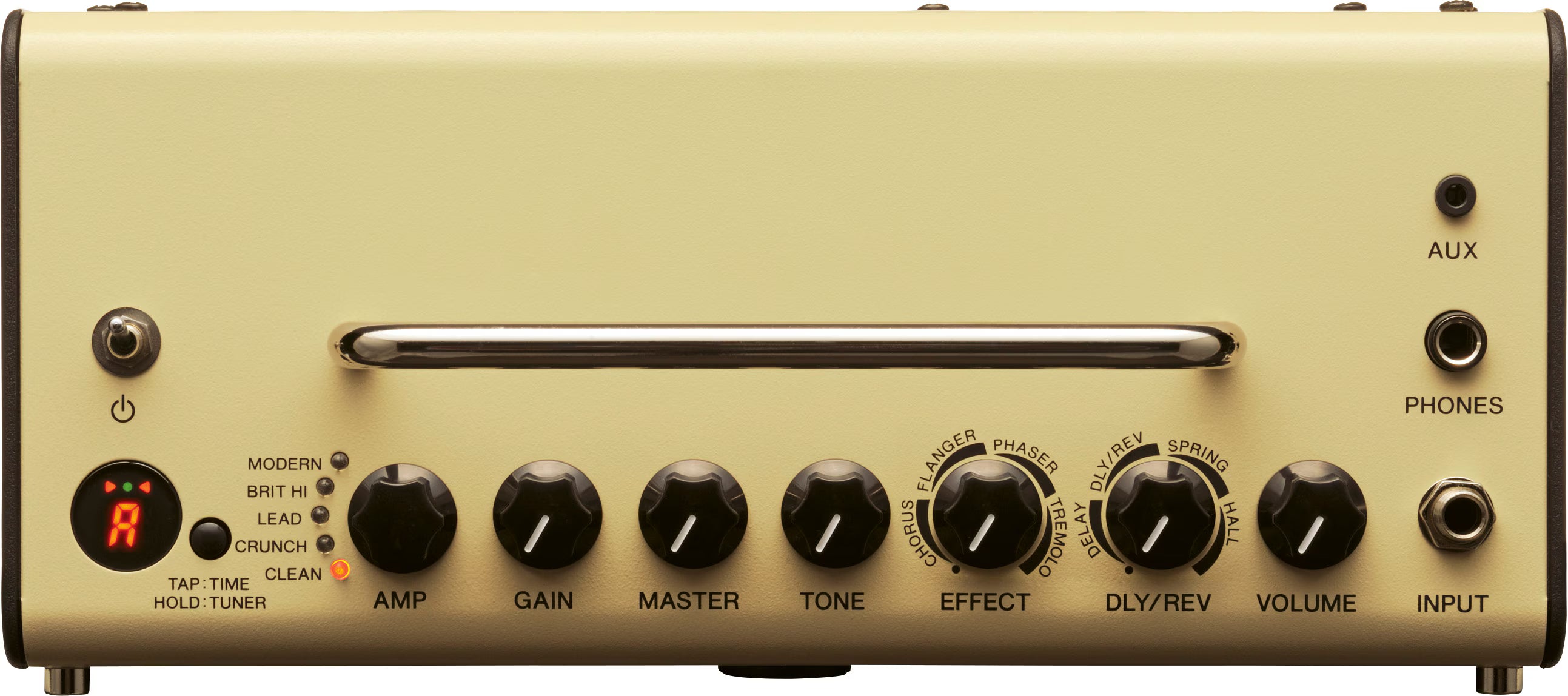 Yamaha THR5 amp top controls showing gain, tone, and effect knobs.