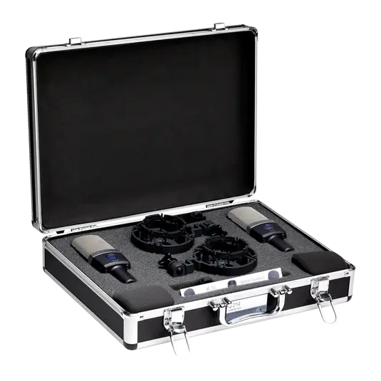 AKG C214 matched pair large-diaphragm condenser microphones Steareo Set with Case