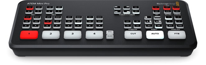 Blackmagic Design ATEM Mini Pro video switcher on a white background