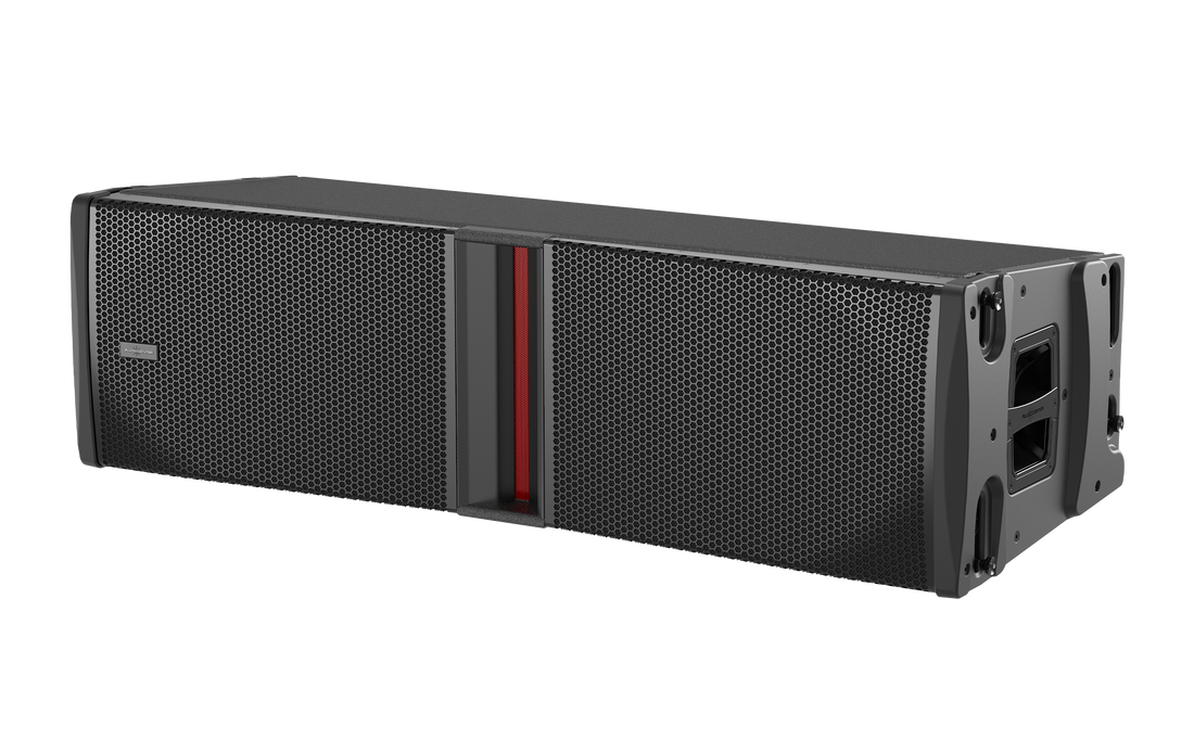 Black speaker system on a white background