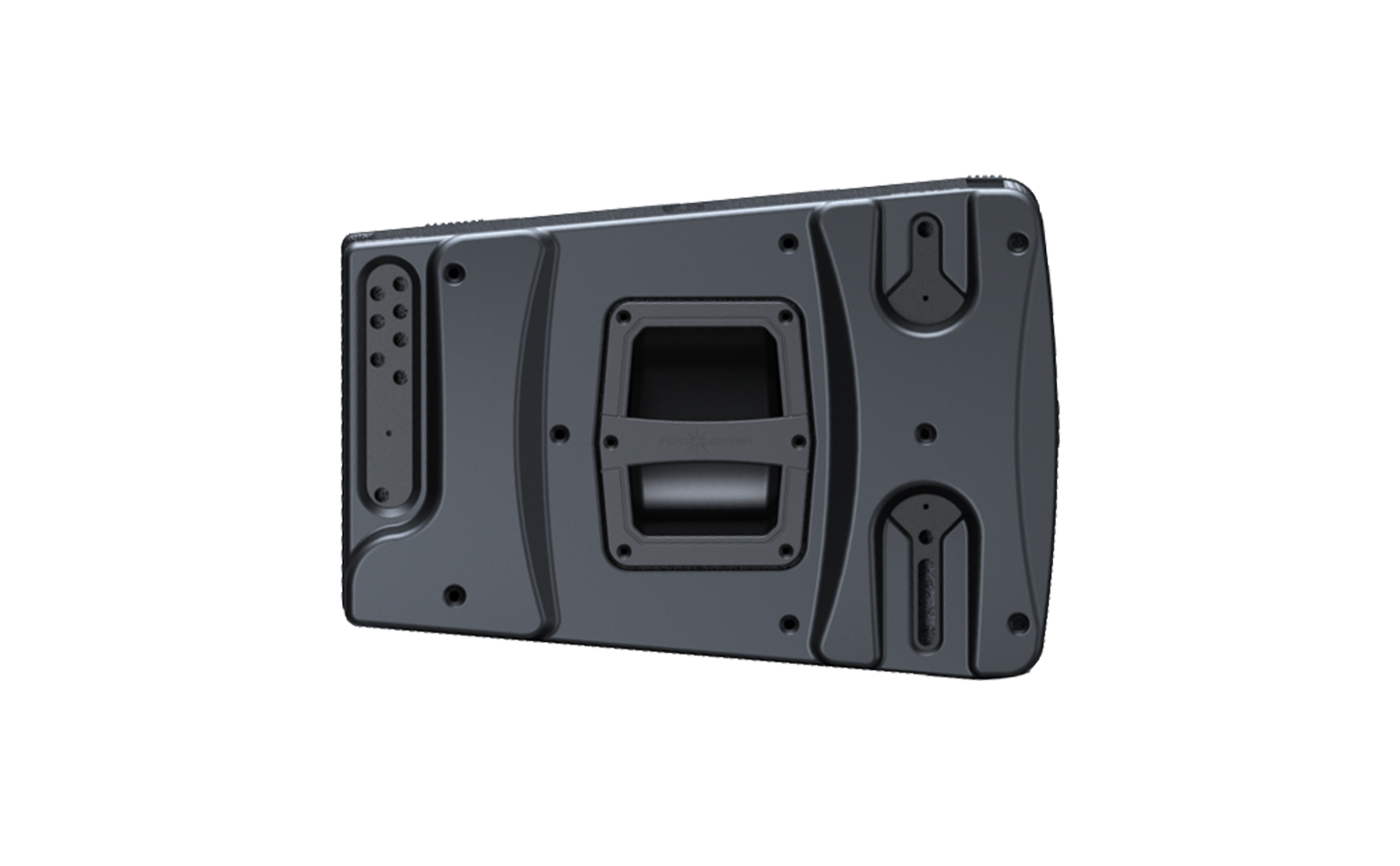 Black protective case for a device on a white background