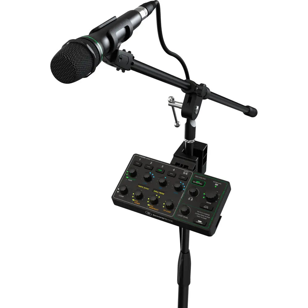 Microphone with stand and control panel 