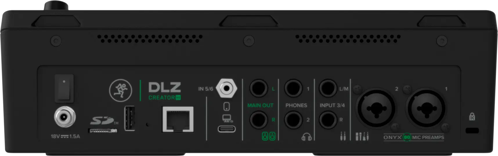 Mackie DLZ_Creator_XS Back view of a audio interface 