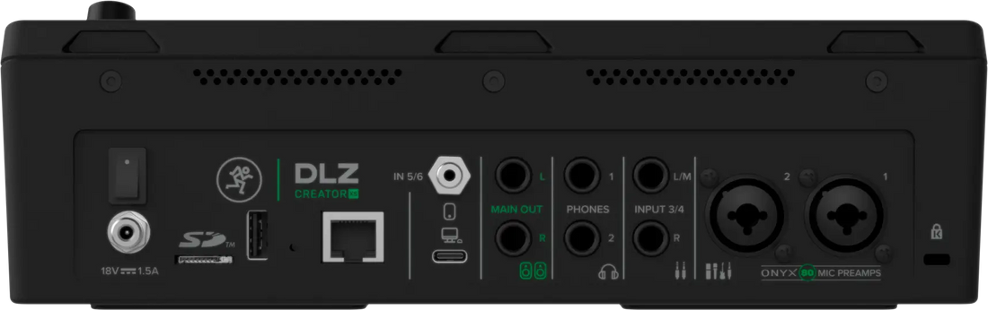 Mackie DLZ_Creator_XS Back view of a audio interface 