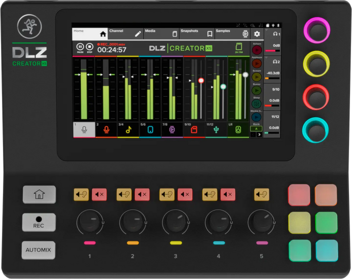 Mackie DLZ Creator XS compact adaptive digital mixer with touchscreen display