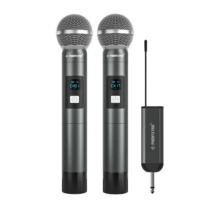 PDPhenyx Pro P-2-2H_-_Black Dual Digital Portable Wireless Microphone System Front