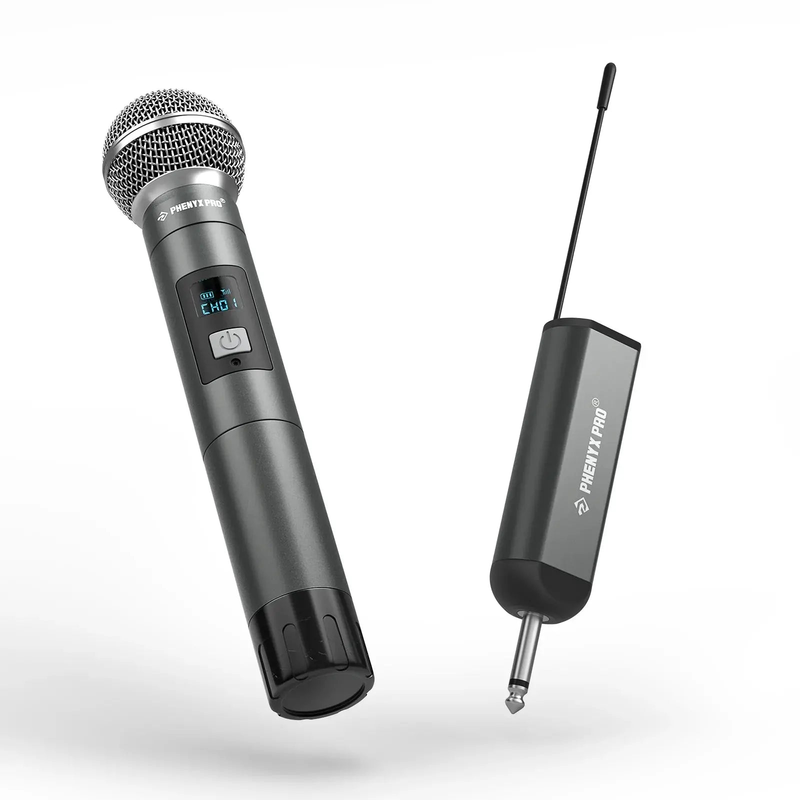 Wireless microphone system with transmitter and receiver 