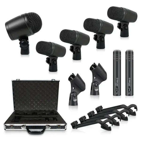 Phenyx Pro PTD-10 Collection of black microphones and accessories 