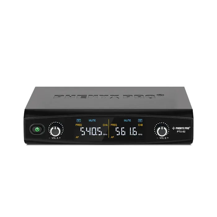Phenyx Pro PTU-52 Black Frequency Hopping Dual Wireless Reciever Front