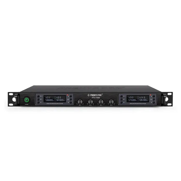 Phenyx Pro PTU-7000-4H UHF wireless microphone receiver with auto-scan and four channels
