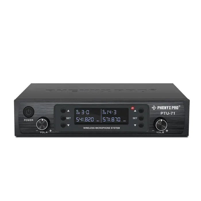  Phenyx_Pro PTU-71-2B dual wireless microphone receiver with auto-scan function"