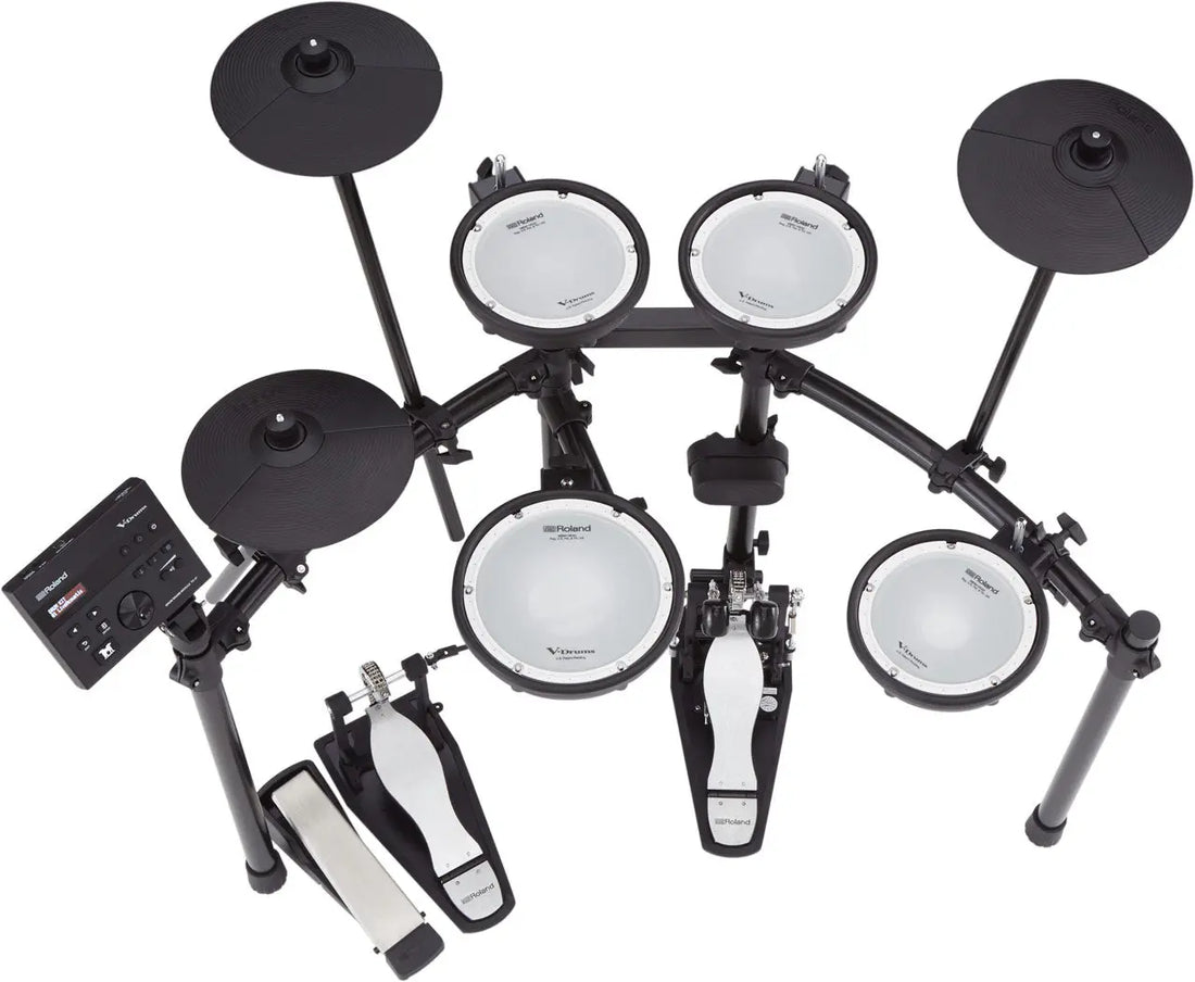 Roland TD-07DMK Electronic drum set with various drums and a control panel 