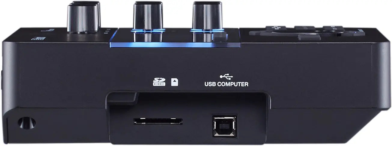 Roland TD-27 Drum Sound Module Black audio interface with multiple ports and connector