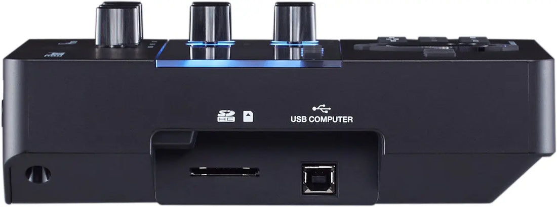Roland TD-27 Drum Sound Module Black audio interface with multiple ports and connector