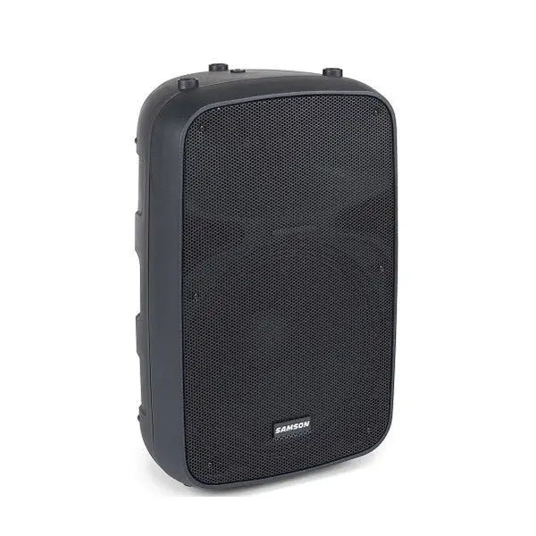 Front view of Samson Auro X15D 15-inch Class D active loudspeaker with metal grille.