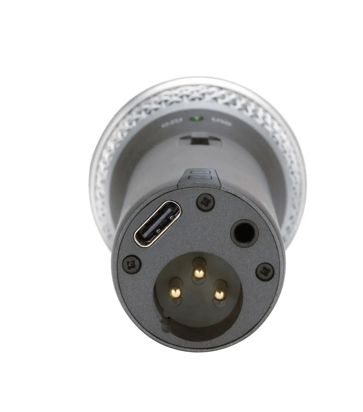 Samson Q2U showing USB Mini-B and XLR ports for hybrid use