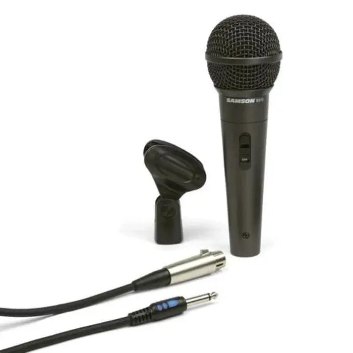 Samson R31S microphone with included XLR to ¼″ cable and mic clip.