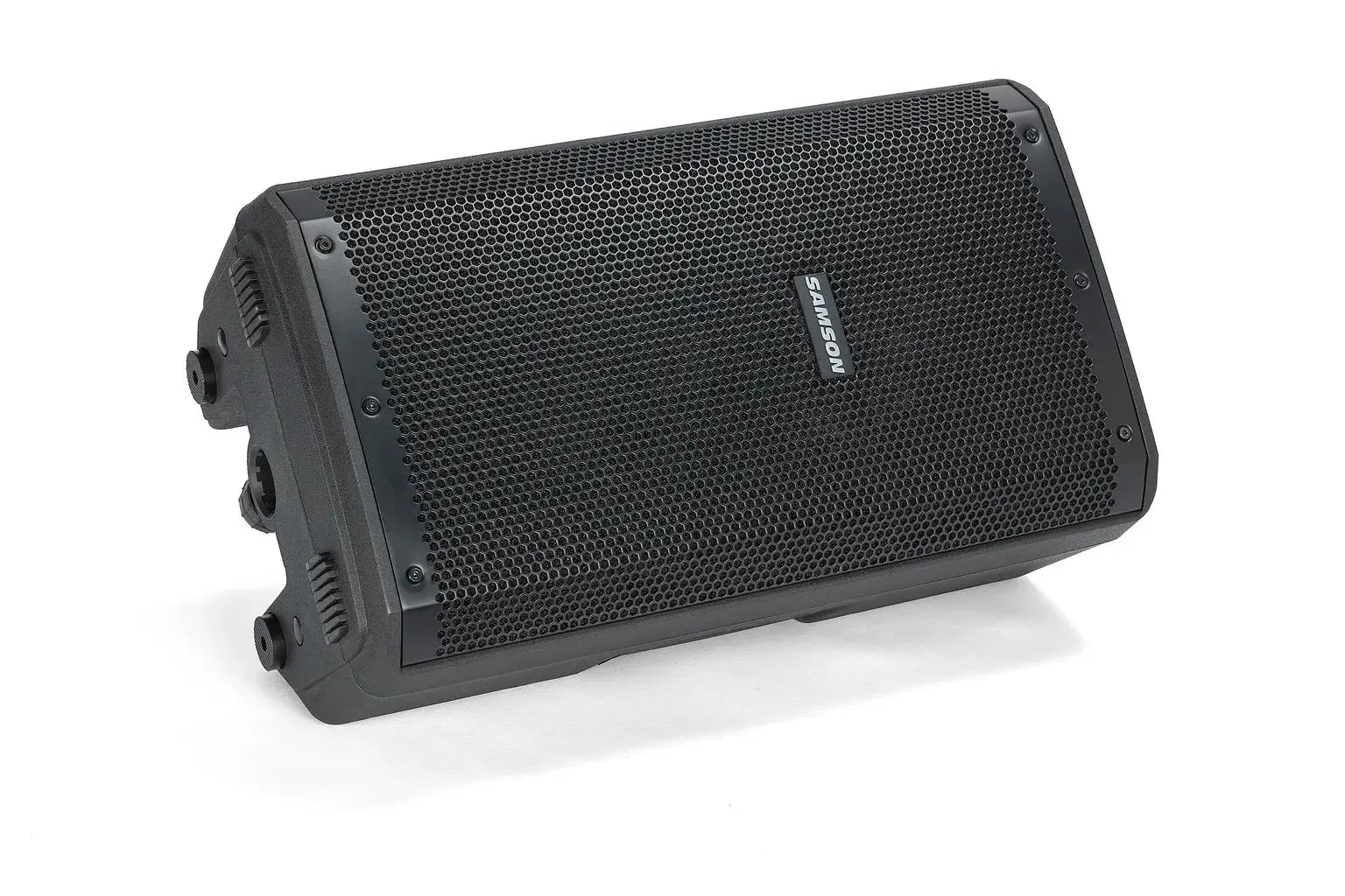 Samson RS110A loudspeaker used in a live event or fitness class with Bluetooth streaming.