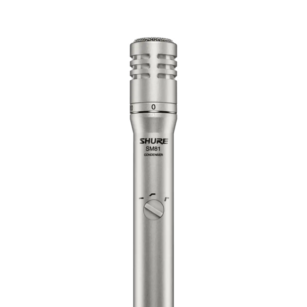 Shure SM81-LC condenser microphone with stainless steel body"