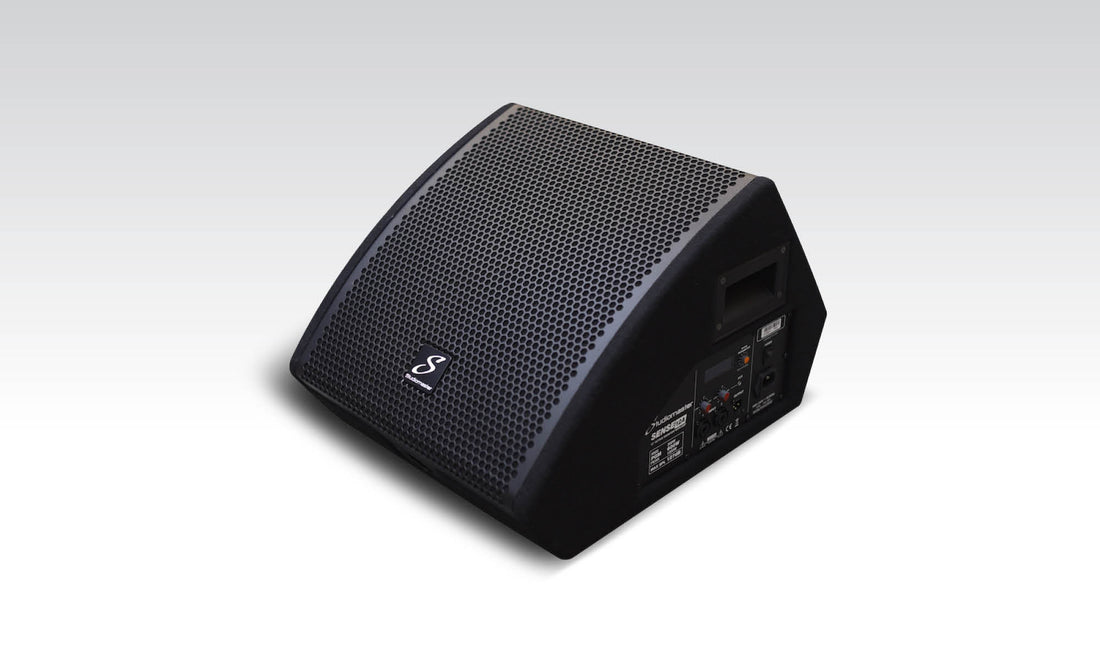 Black speaker on a white background