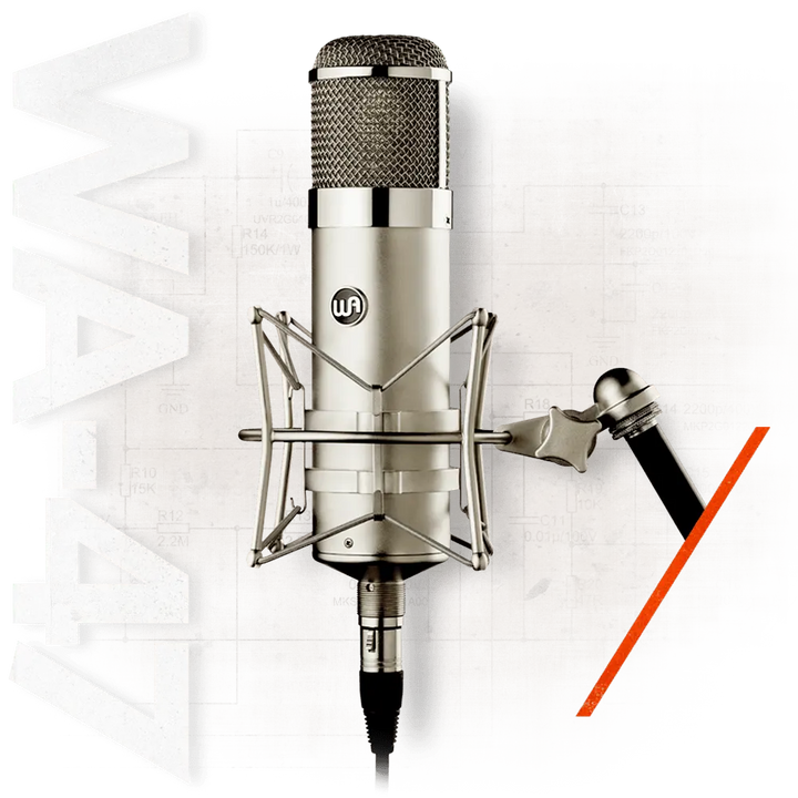 Warm Audio WA-47 vintage-style tube condenser microphone with K47 capsule and power supply.