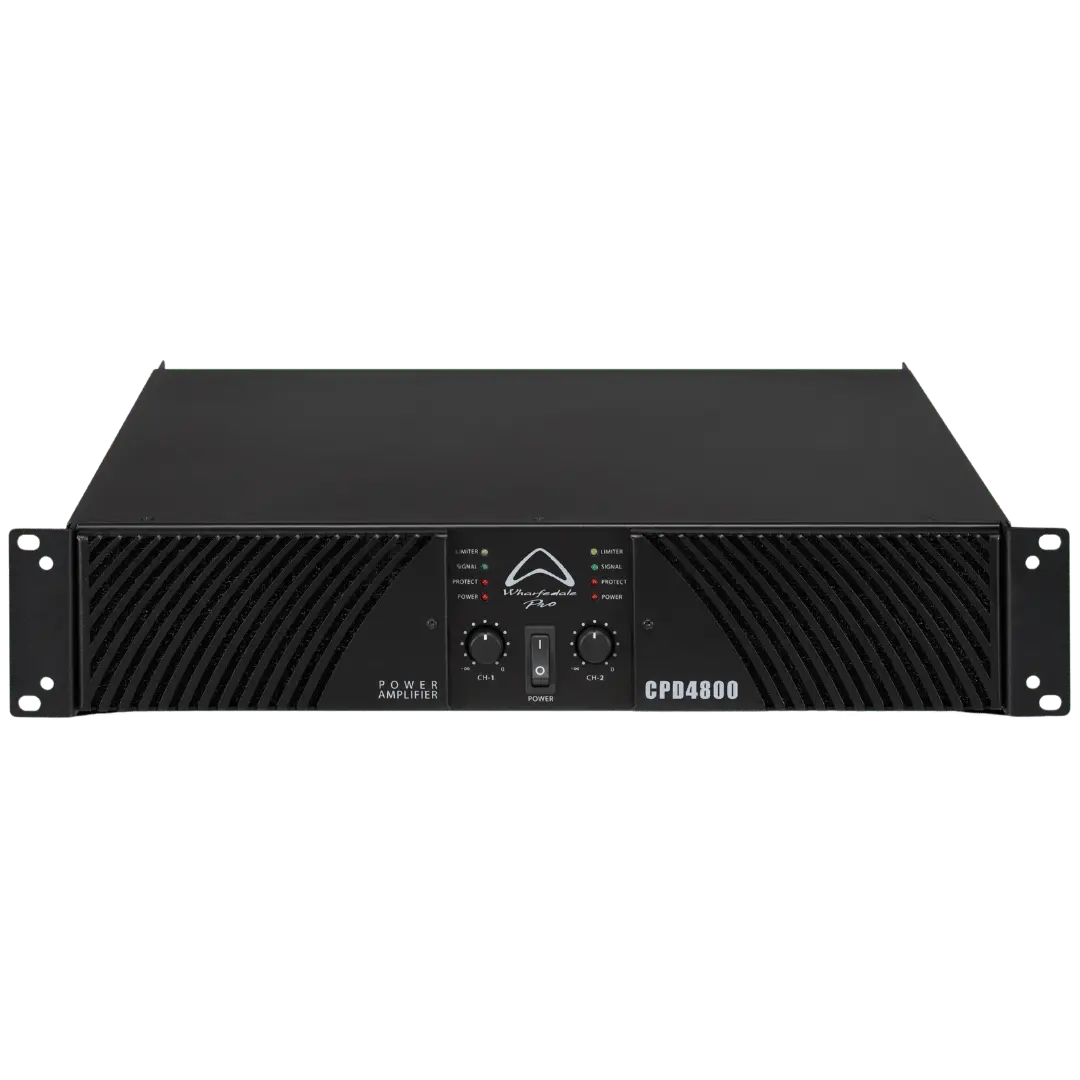 Wharfedale CPD-4800 Class H power amplifier front panel showing controls and status LEDs, available at Hymns Music Nepal.