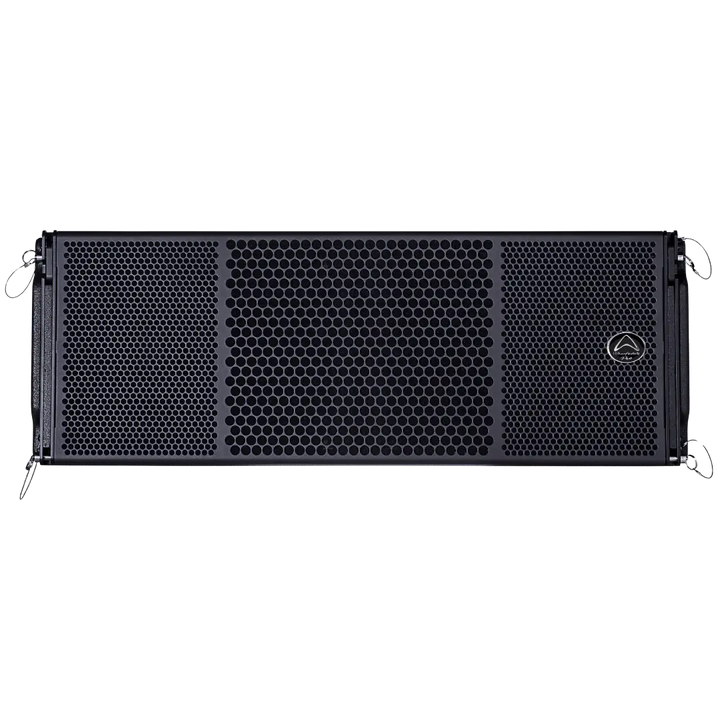 Wharfedale WLA-312X front view showing dual 12″ LF drivers and constant directivity waveguide