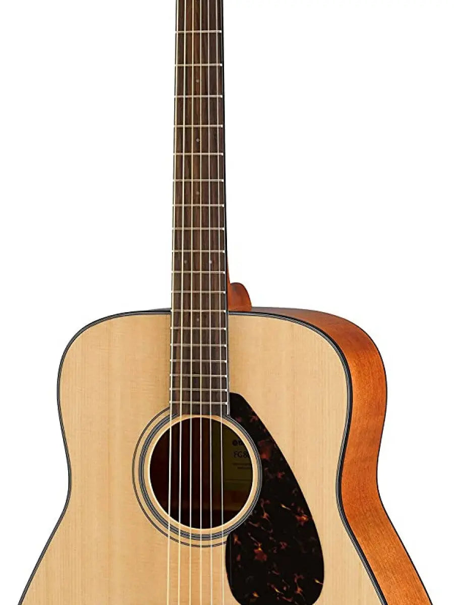 Acoustic guitar with a wooden body and neck 