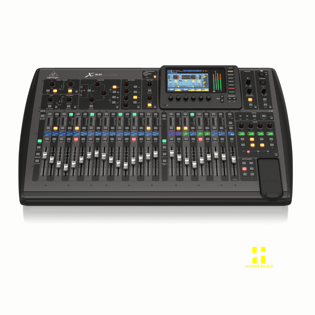 Behringer X32 full-size mixer with motorized faders and color display