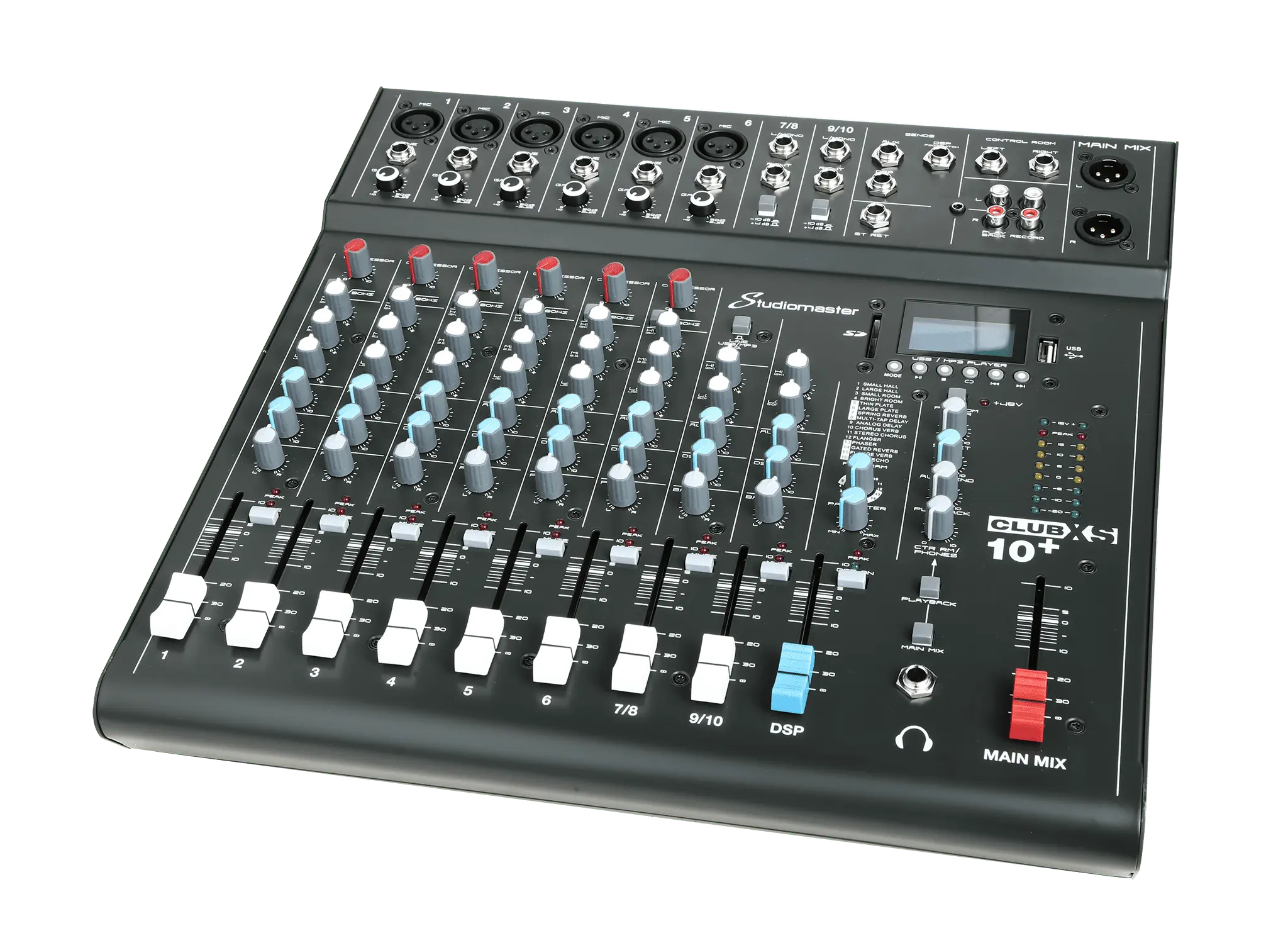 Digital section of Studiomaster Mixer showing USB/SD Recording and DSP Effects