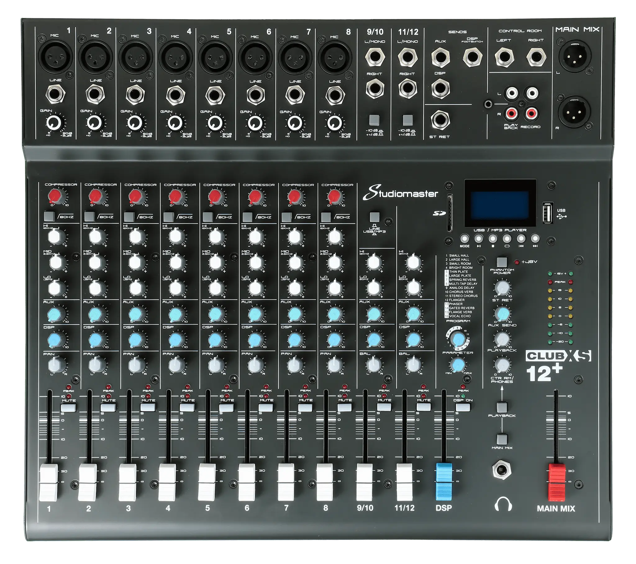 Studiomaster CLUB XS12+ 12 Input Mixing Console full view