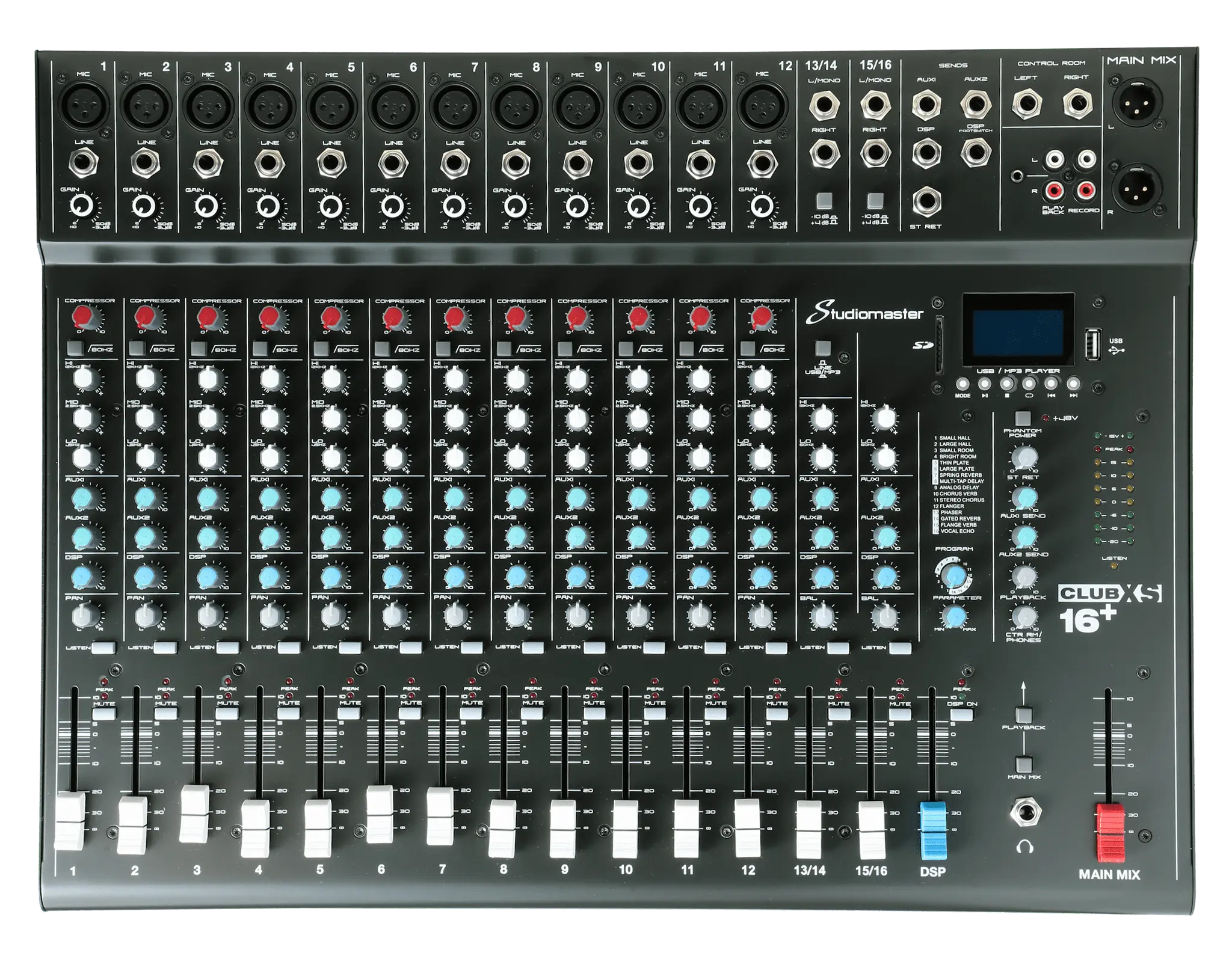 Studiomaster CLUB XS16+ 16 Input Mixing Console full view