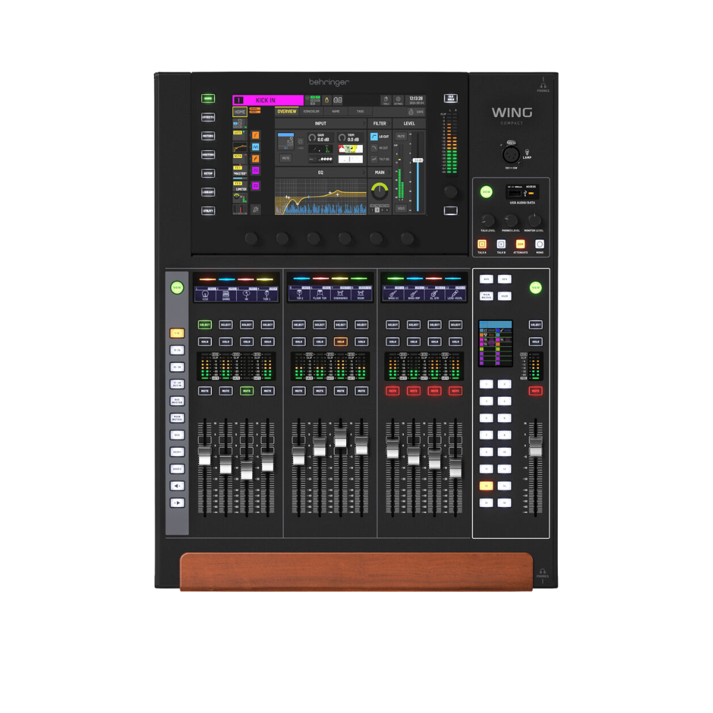 WING COMPACT mixer top view with motorized faders
