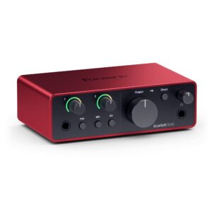 Focusrite Scarlett Solo 4th gen 2 In/ 2 Out Compact Desktop USB Audio Interface White 1 mic Preamps